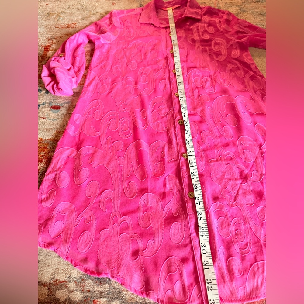 Lilly Pulitzer Natalie Roxy Pink Easy‎ Cover Up Shirt size XXS - Picture 11 of 13